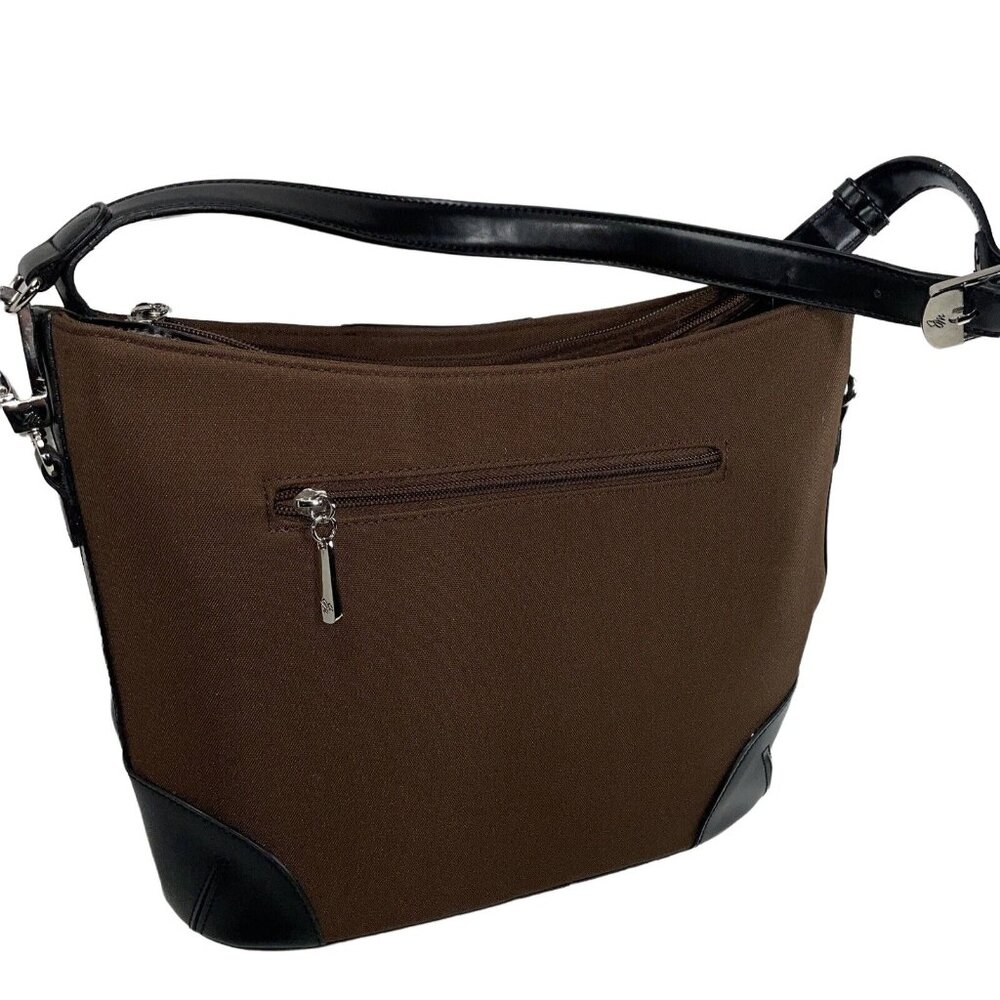 Joy Mangano Brown Bucket Purse Bag Shoulder Purse Triple Compartment u